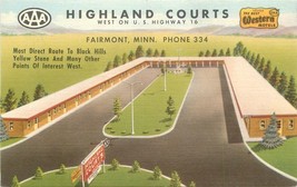 Continental Highland Courts 1940s Roadside Fairmont Minnesota linen 7549 - $5.49