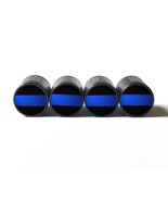 Police Blue Line - Original Flag - Tire Valve Stem Caps - Black, Aluminu... - $15.99