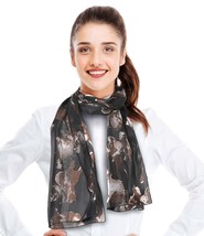 [CBC Crown] Brushed Horse Pattern Satin Stripe Silk Feeling Scarf 13&quot; X 60&quot; - £7.91 GBP