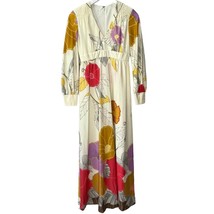 Vintage Tori Richard Honolulu Floral Maxi Dress Size 8 Long Sleeve V-Nec... - £157.86 GBP