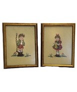 Handcrafted Needlepoint Framed Boy and Girl Child Portraits Child Handma... - $25.11