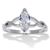 PalmBeach Jewelry 1 TCW Stainless Steel Marquise Cubic Zirconia Engagement Ring - £18.24 GBP