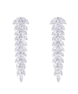 14ct White Gold Natural Diamond Leaf Feather Long Drop Earrings 3.04ct - £4,346.09 GBP