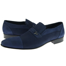 Corrente 3435 Perforated Nubuck Loafer, Men&#39;s Dress/Casual Slip-on Shoes, Blue - £116.53 GBP