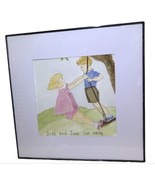 Handpainted Painting Glass Front framed “Dick and Jane can swing”  8x8 S... - $23.15