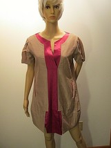 ROSA CHA Unique Dress Gathered Short Sleeves Slash Pockets P/S/CH Dusty ... - $69.95