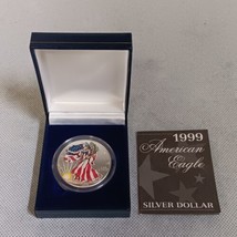 1999 Colorized American Silver Eagle .999 1 Oz Encapsulated in Storage Box - £25.95 GBP