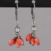 RARE Vintage Silpada Sterling Silver Coral Dangle Earrings Leverback Wir... - $39.99