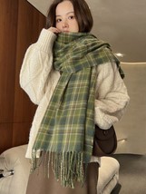 Long Women Winter Scarf Vintage Plaid Pattern Lady Pashmina Blanket Wrap... - £21.94 GBP