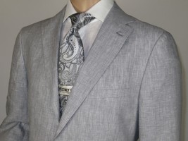 Men's ENZO 100% Linen Spring Summer Suit Light Weight Breathable E58302-4 Gray image 3