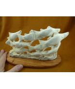 FISH-W9) school of 9 Salmon fish shed ANTLER figurine Bali detailed carving - £219.54 GBP