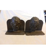 Pair of Rare Metal Warrior chief 3D relief vintage turn-of-the-century b... - £62.93 GBP