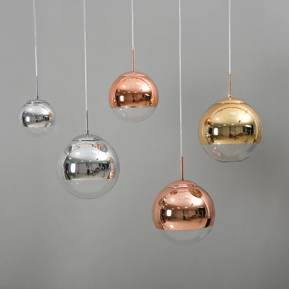 Modern Electroplate LED Pendant Lights Silver/Gold Glass Ball Hanglamp K... - $75.32+