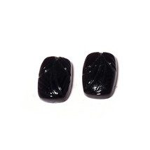 12 Carat 2 pcs Natural Black Onyx Hand Carving Loose Gemstone for Jewelr... - £10.35 GBP