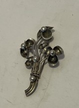 Sterling Mid Century Mexico Floral Flower Boquet Brooch - $28.50
