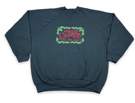 Vtg 80s FOTL Merry Christmas From Heart Sweatshirt Cross-Stitch USA Blac... - £18.96 GBP