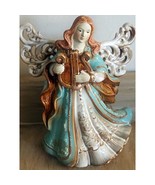 Vintage Ceramic Porcelain Angel Playing Harp Figurine Glossy Finish 7 1/2&quot; - $15.91 CAD