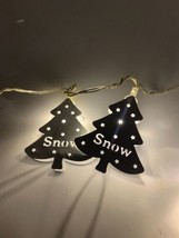 10 White Metal Christmas Tree Snow String Lights Battery Powered One is ... - $10.36