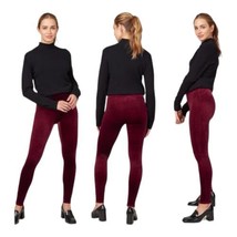 SPANX Shiny Velvet High Waisted Leggings Rich Burgundy Women 1X Velour Stretch - £33.98 GBP