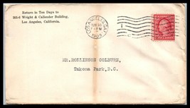 1909 US Postal History Cover - Los Angeles, CA to Takoma Park, DC K5 - £2.38 GBP