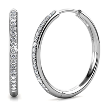 Bianca 18K White Gold Plated Silver Hoop Women Earrings Gift for Her Love GF NEW - £23.44 GBP+