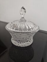 Candy Dish With Lid Glass With Clouded Sides 5 Inches Wide  - $7.12