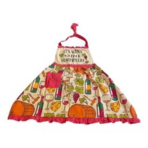 It’s Wine O’clock Somewhere Winery Print Women’s Apron Boho Fun Vineyard... - $32.71