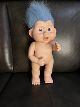 Vintage Applause 1991 Magic Troll Hard Plastic Doll Blue Hair Thumb Suck... - £17.35 GBP