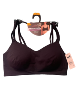 Avia Large Black Pullover Sports Bra Crossover Strappy Sleeves Sweetheart Neck - $22.54