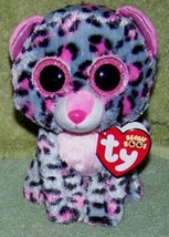 Ty Beanie Boos TASHA the Pink &amp; Gray LEOPARD 6&quot;HNWT - $181.64 MXN