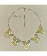 Vintage GP Yellow Opal Look Stone Flower Drape Necklace 17" to 20" Fifth Ave? - $25.00