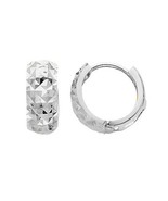 Genuine 14k White Gold 5mm Extra Small Diamond-cut Hoop Earrings -7mm Di... - €214,86 EUR