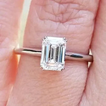 Lab Grown 1.00 Ct EMERALD Cut D VS2 CVD Diamond Ring Solitaire 14k White... - $15,352.74 MXN