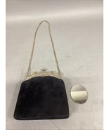 Vintage Rare Judith Lieberman Suede Purse W/ Mirror &amp; Gold &amp; Silver Hand... - $98.99