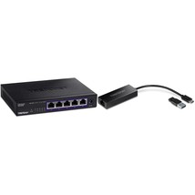 TRENDnet 5-Port Unmanaged 2.5G Switch, Black, (TEG-S350) &amp; 2.5G USB-C to... - £218.38 GBP