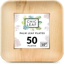 Palm Leaf Plates Disposable Bamboo Plates Like 10 Inch Square (50 Pc) - 100% Com - £54.51 GBP