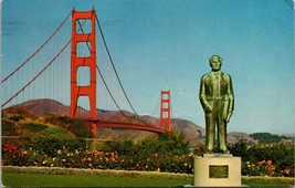 Strauss Statue And Golden Gate Bridge San Francisco, CA Postcard - £7.86 GBP
