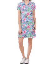 new IBKUL Women&#39;s Larisa Floral Print Short Sleeve Mock Neck Dress in Turquois - £47.39 GBP