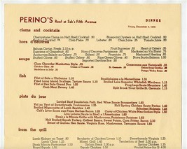 Perino&#39;s Roof at Sak&#39;s Fifth Avenue Menu Beverly Hills California 1939  - $146.52