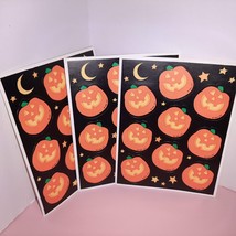 Vtg Hallmark Stickers 3 Sheets 80&#39;s Halloween Pumpkins JOL Jack O Lanterns - $11.88