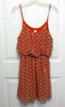 Cage L Womens Red/Orange Beige White Square Spaghetti Straps Blouson Style Dress - £11.62 GBP