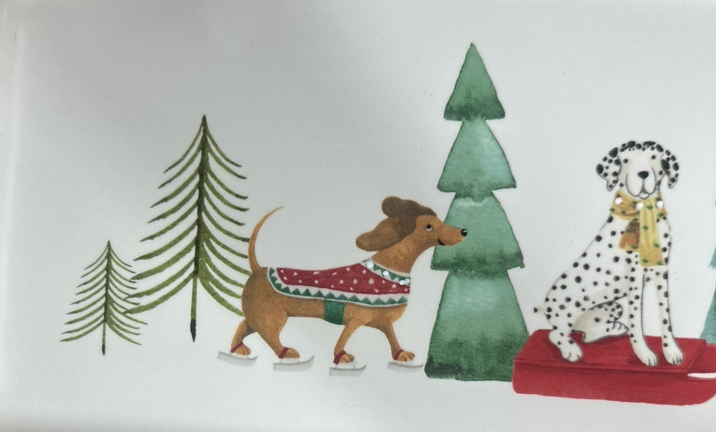 Furry Friends Tabletops Stoneware Rectangle Serving Plate Tray Christmas Dogs Item image 4