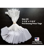 1000 Blank White Merchandise Price Tags with Strings Size #5 Retail Stru... - £16.31 GBP