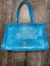 vintage liz claiborne purse leather handbag RN52002/CA16396 Aqua - $34.65