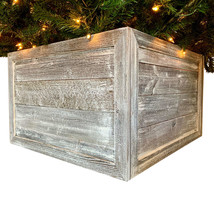23&quot; Gray White Wash Plank Christmas Tree Collar - £149.13 GBP