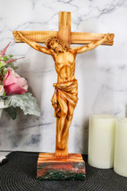 Ebros Large 15&quot;H Jesus Christ with Crown of Thorns On The Cross Desktop ... - £30.36 GBP