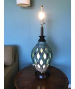 Huge Mid Century Vintage Fat Lava Drip Glaze Pierced Ceramic Table Lamp ... - €300,99 EUR