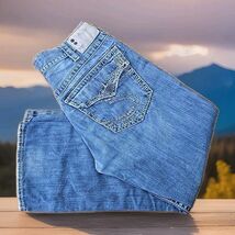 Silver Y2K Gordie Flap Bootcut Jeans Mens Sz 33x30 (32x29) Western Grung... - $27.72