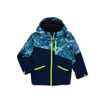 Swiss Tech Boys Waterproof Ski Jacket with Hood Blue Geo - Size Boys XL (14-16) - £39.83 GBP
