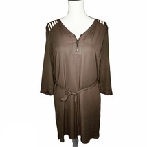 Forever 21 Womens Size Medium Brown Cut Out Shoulders Brown Belted Dress - $187.46 MXN